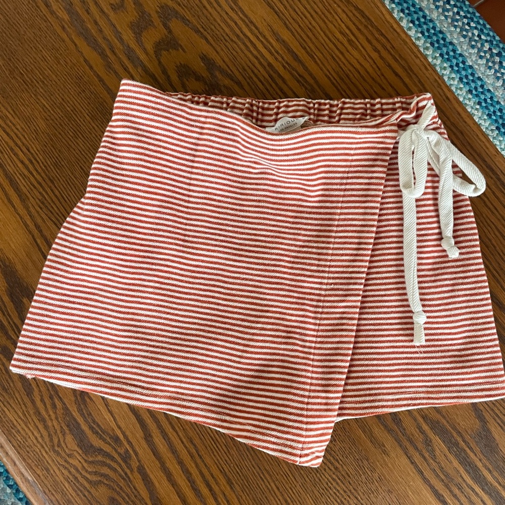 Kirious Orange and White Striped Wrap Skort with Drawstring